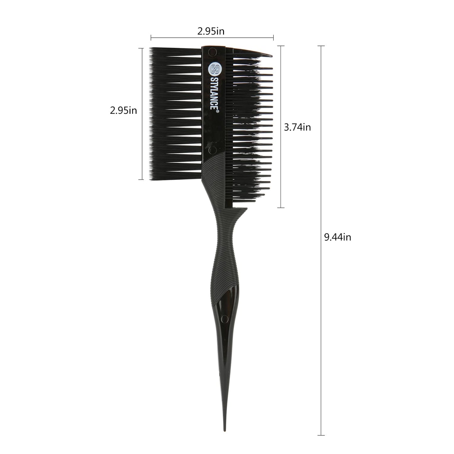 Black hair coloring applicator set with sectioning tail