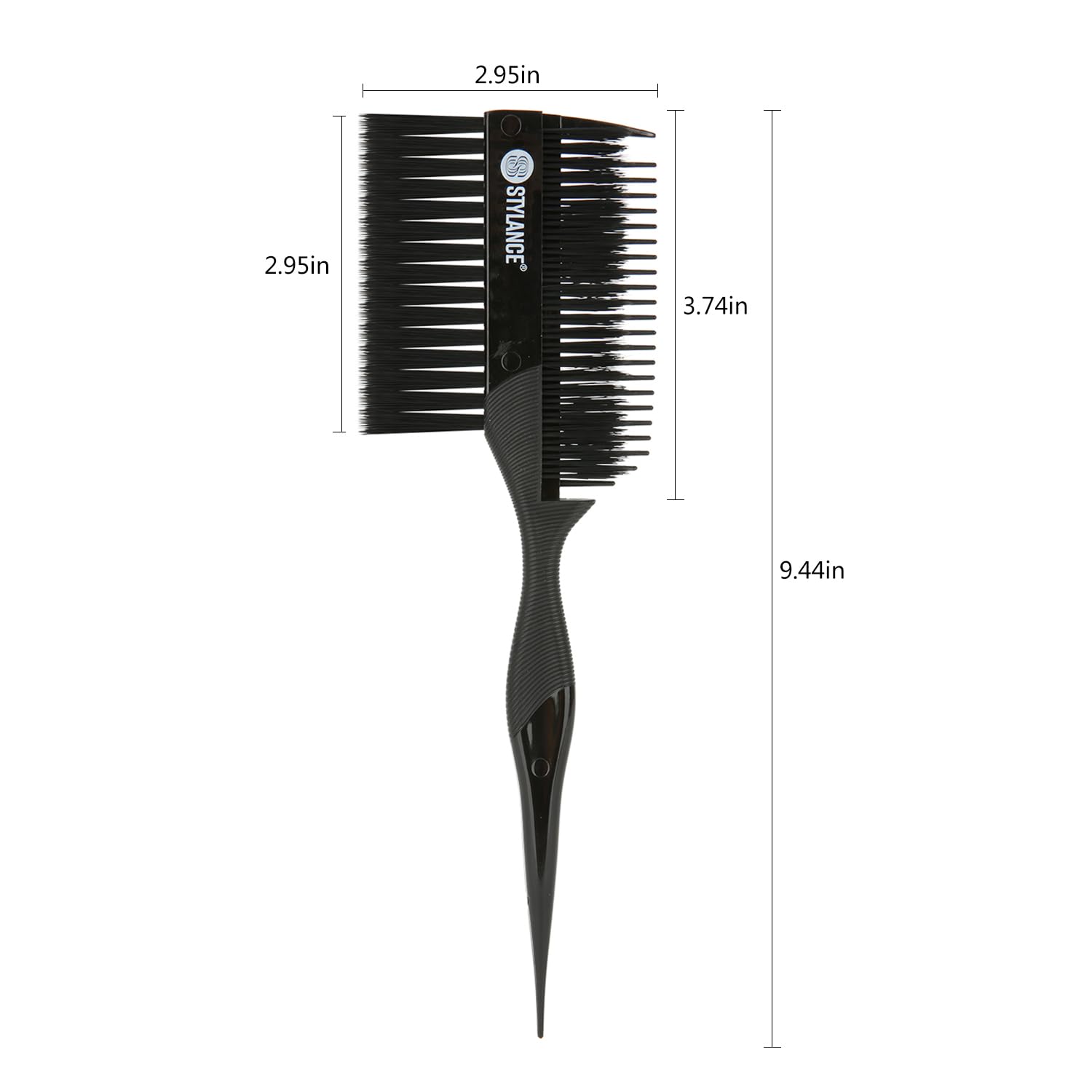 Black hair coloring applicator set with sectioning tail