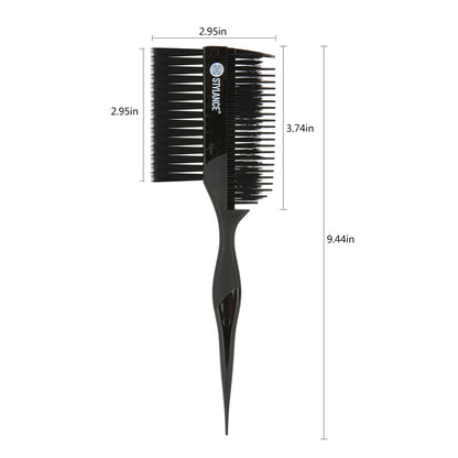 Black hair coloring applicator set with sectioning tail