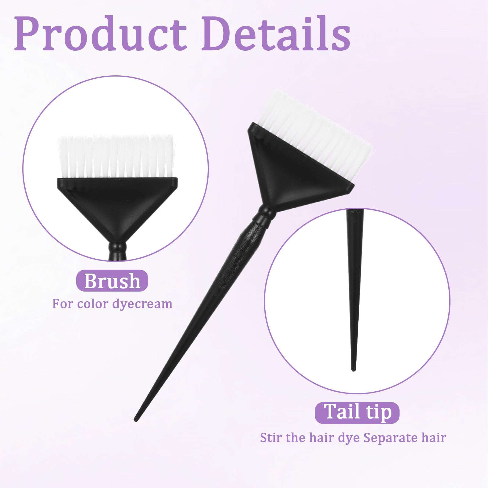 Pointed tail end of professional hair color applicator
