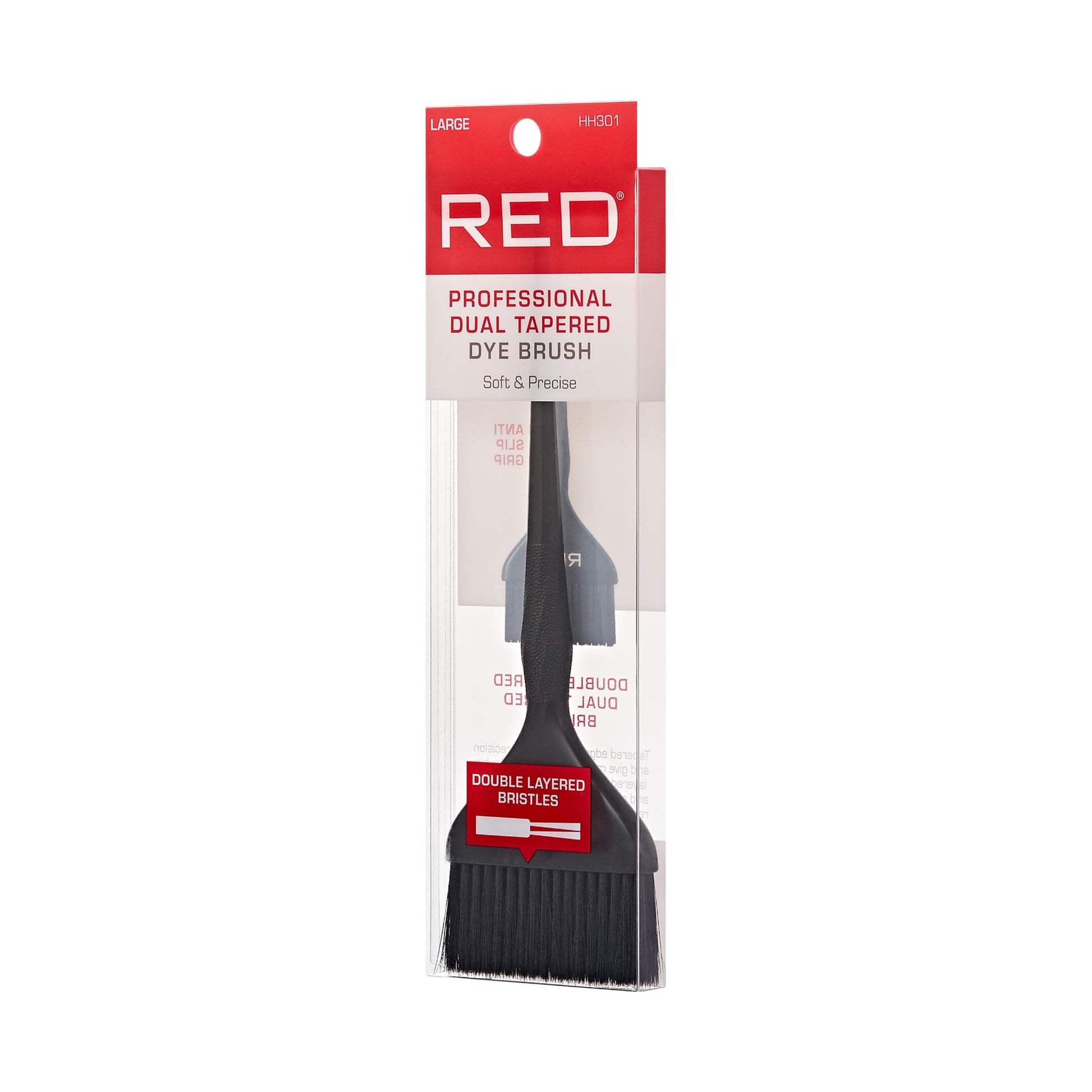 Close up of double layered bristles on Red by Kiss dye brush