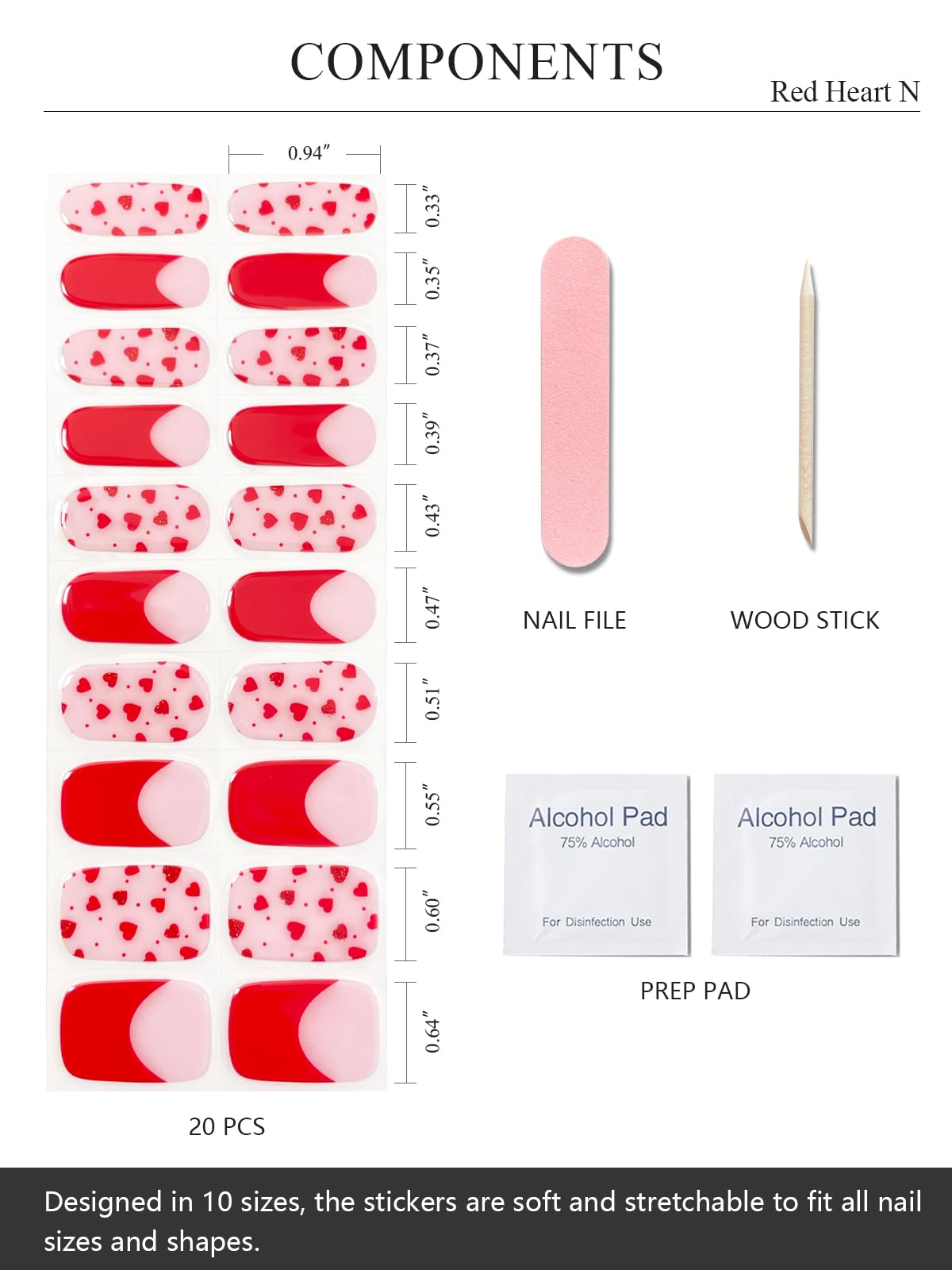 20 piece set of semi cured gel nail stickers in packaging