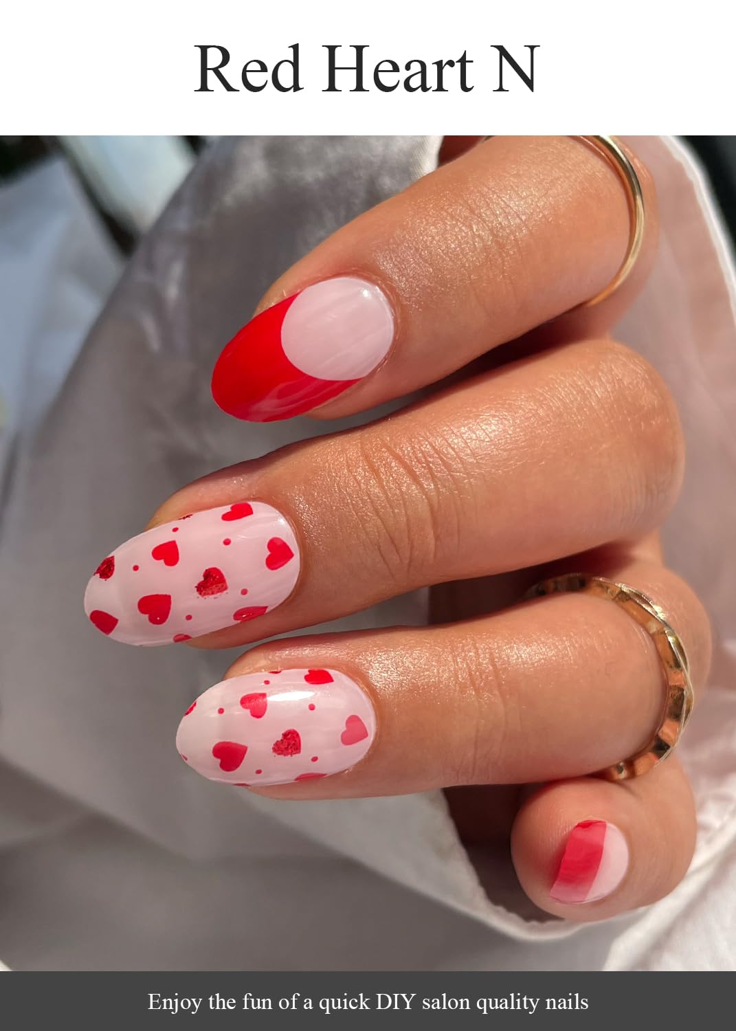 Top view of semi cured gel nail strips showing variety of sizes