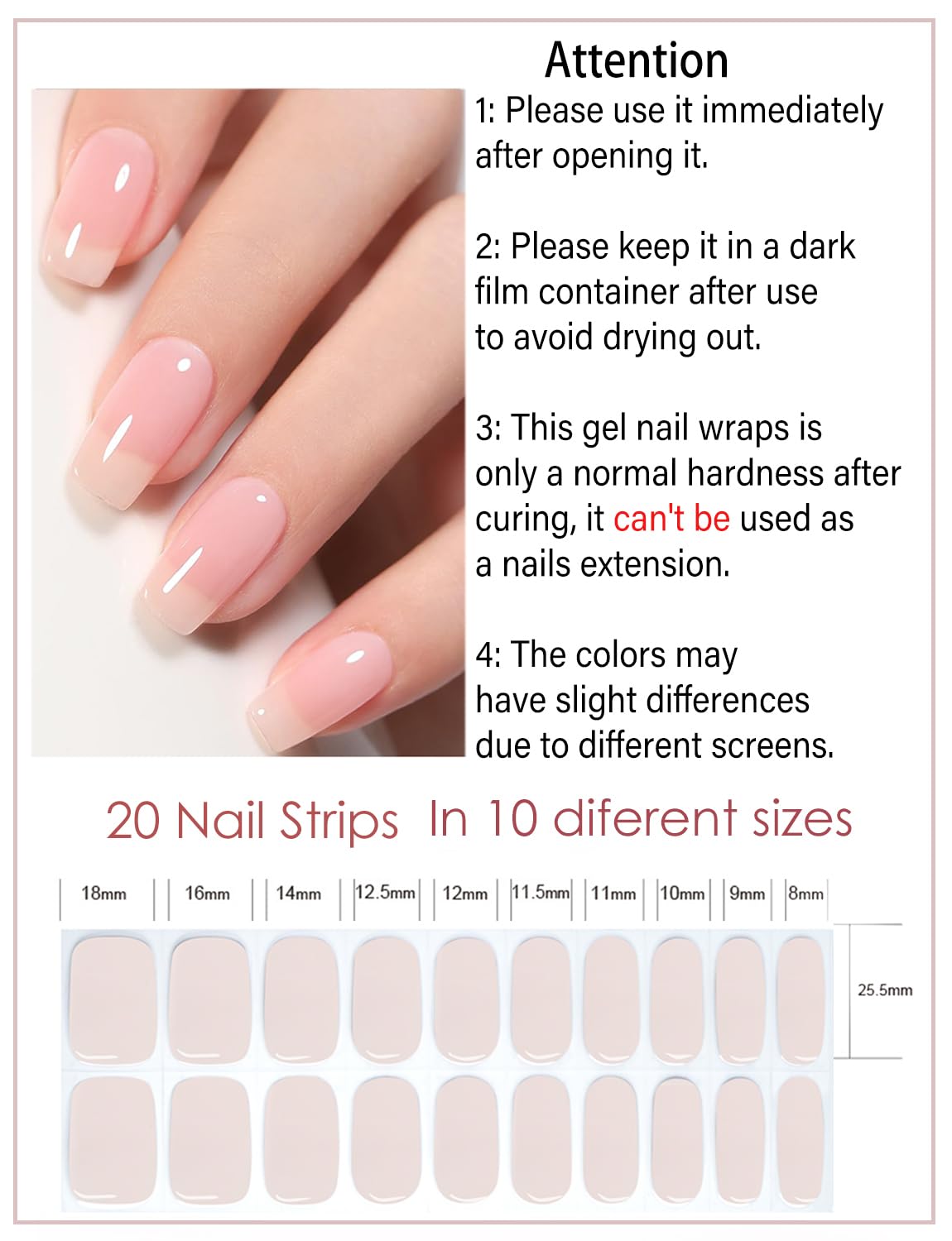 Nailog gel nail stickers applied to natural nails