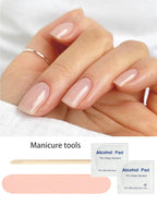 Demonstration of extra-long gel nail wrap application and trimming