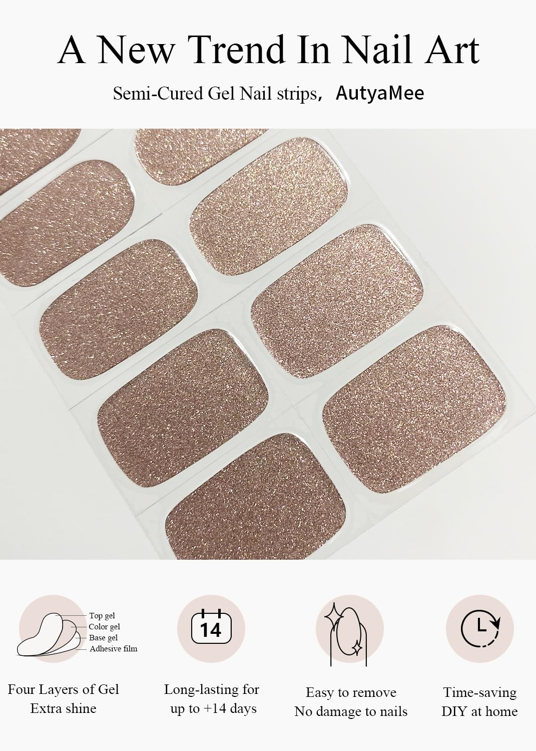 Salon quality gel nail strips being applied with UV lamp