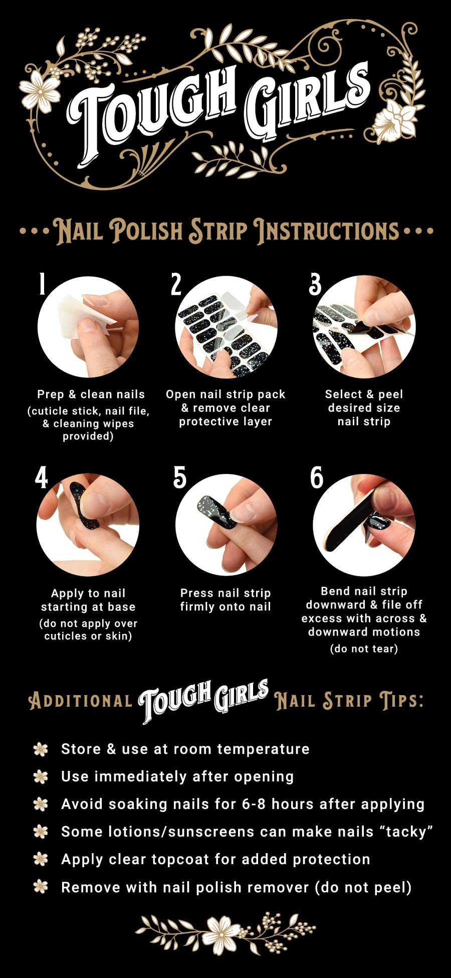 Application tools included with Tough Girls gel nail set