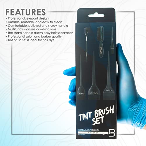 Close up of L3 hair dye brush bristles and ergonomic handle design
