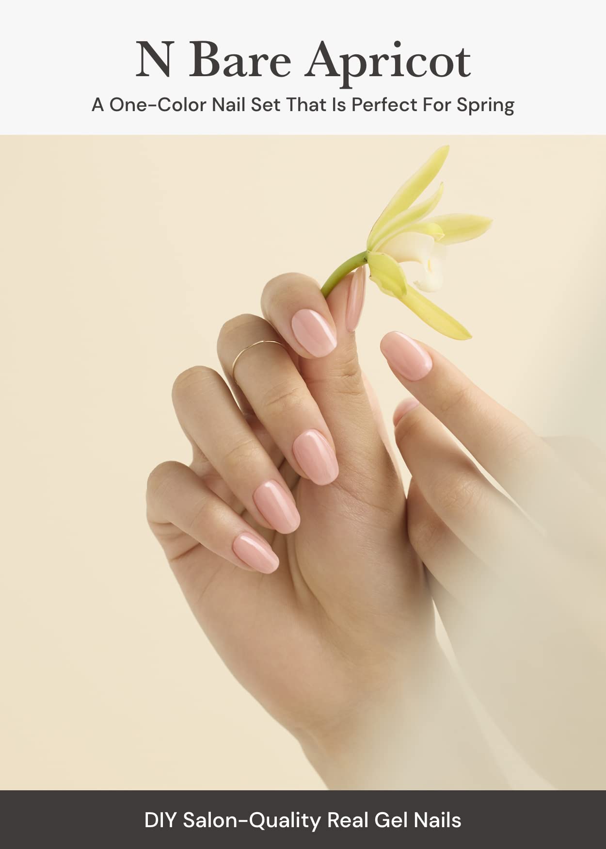 Ohora N Bare Apricot gel strips applied on fingers