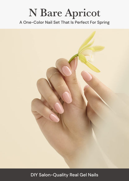 Ohora N Bare Apricot gel strips applied on fingers