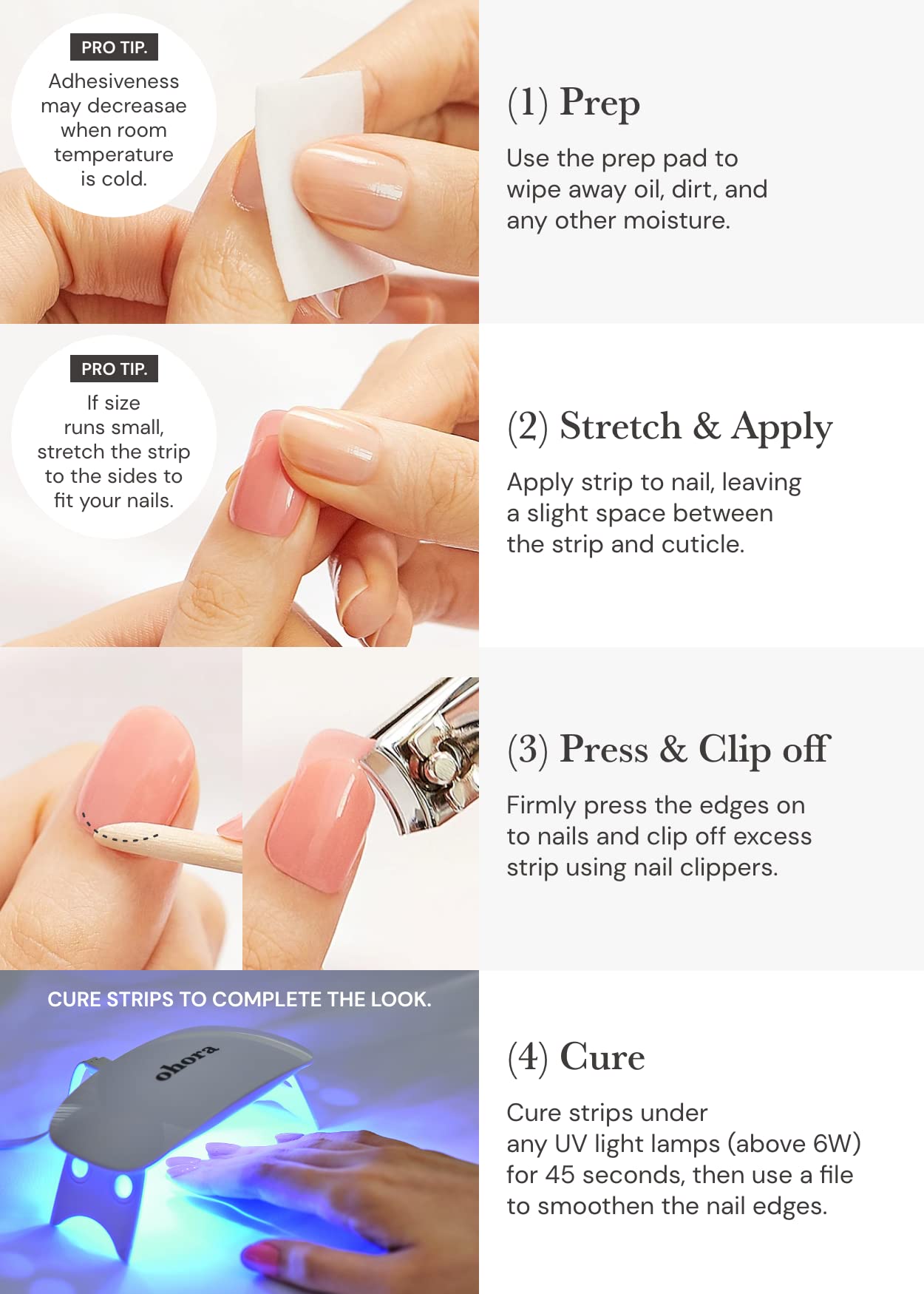 Side profile view of cured glossy gel nail strips