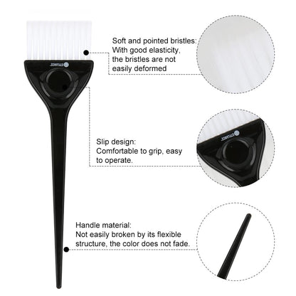 Close up of soft nylon bristles on professional hair dye brush