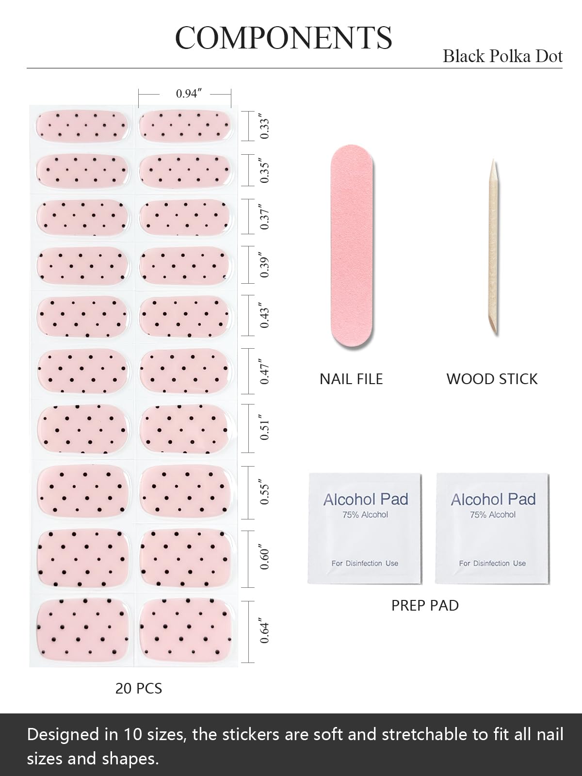 AutyaMee 20 piece gel nail sticker kit for salon-quality manicure