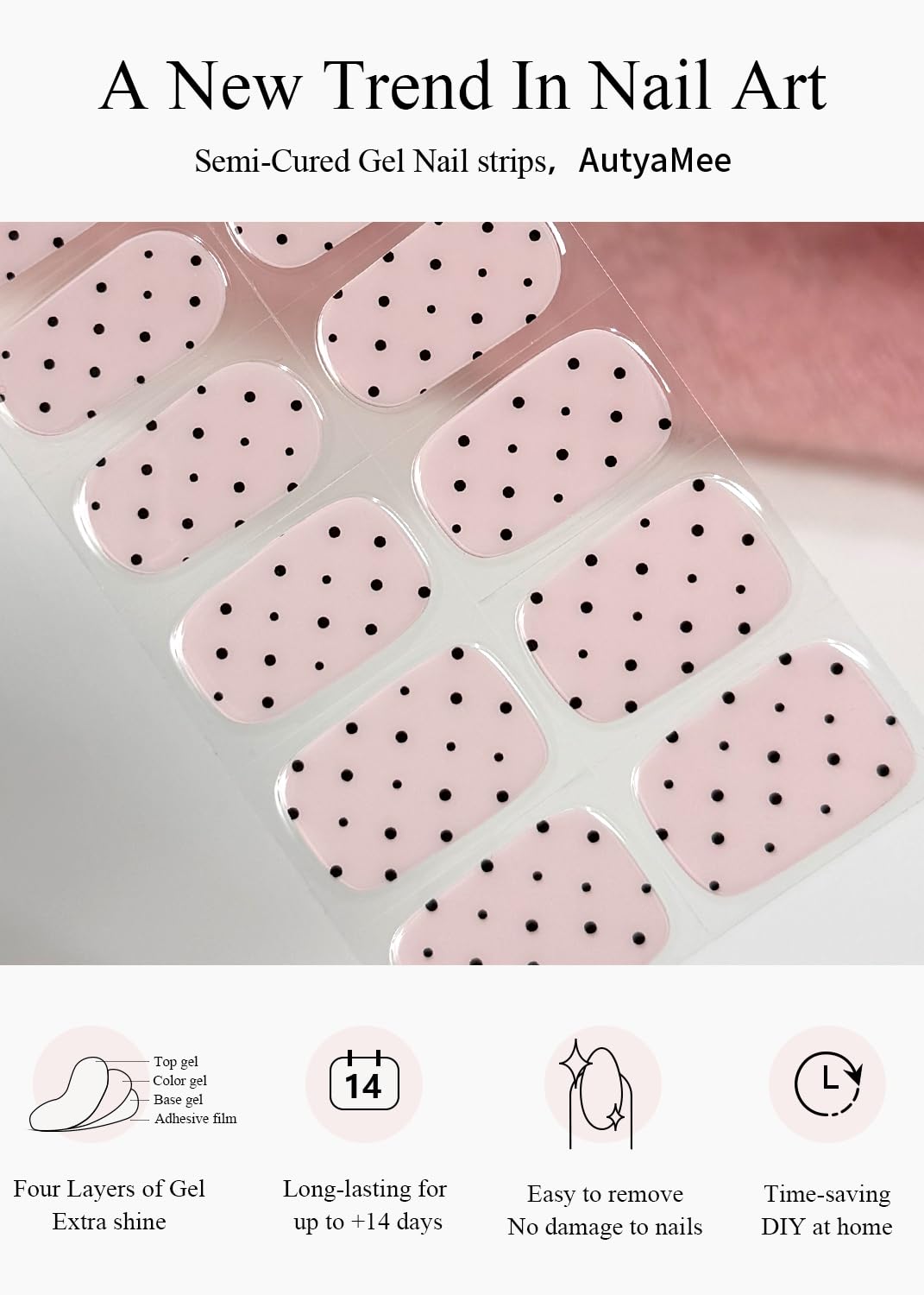 Step-by-step application of semi-cured gel nail strips