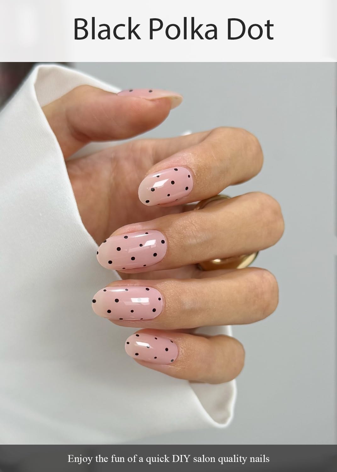 Top view of pink polka dot gel nail art kit components