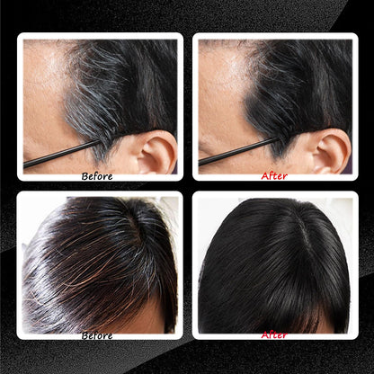 Model demonstrating application of VishBin hair dye comb.