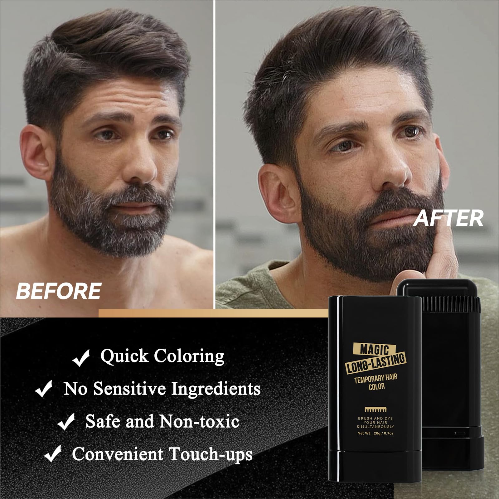 Detailed packaging view of the VishBin 2-in-1 hair color correction stick.