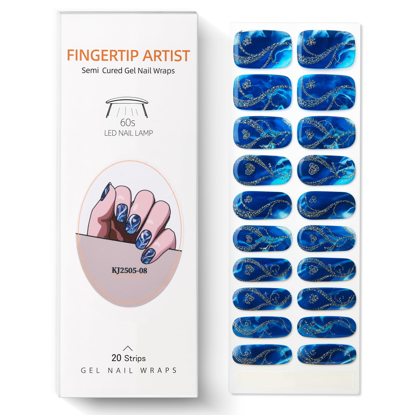Side view of Kira salon quality nail stickers 20 pieces set