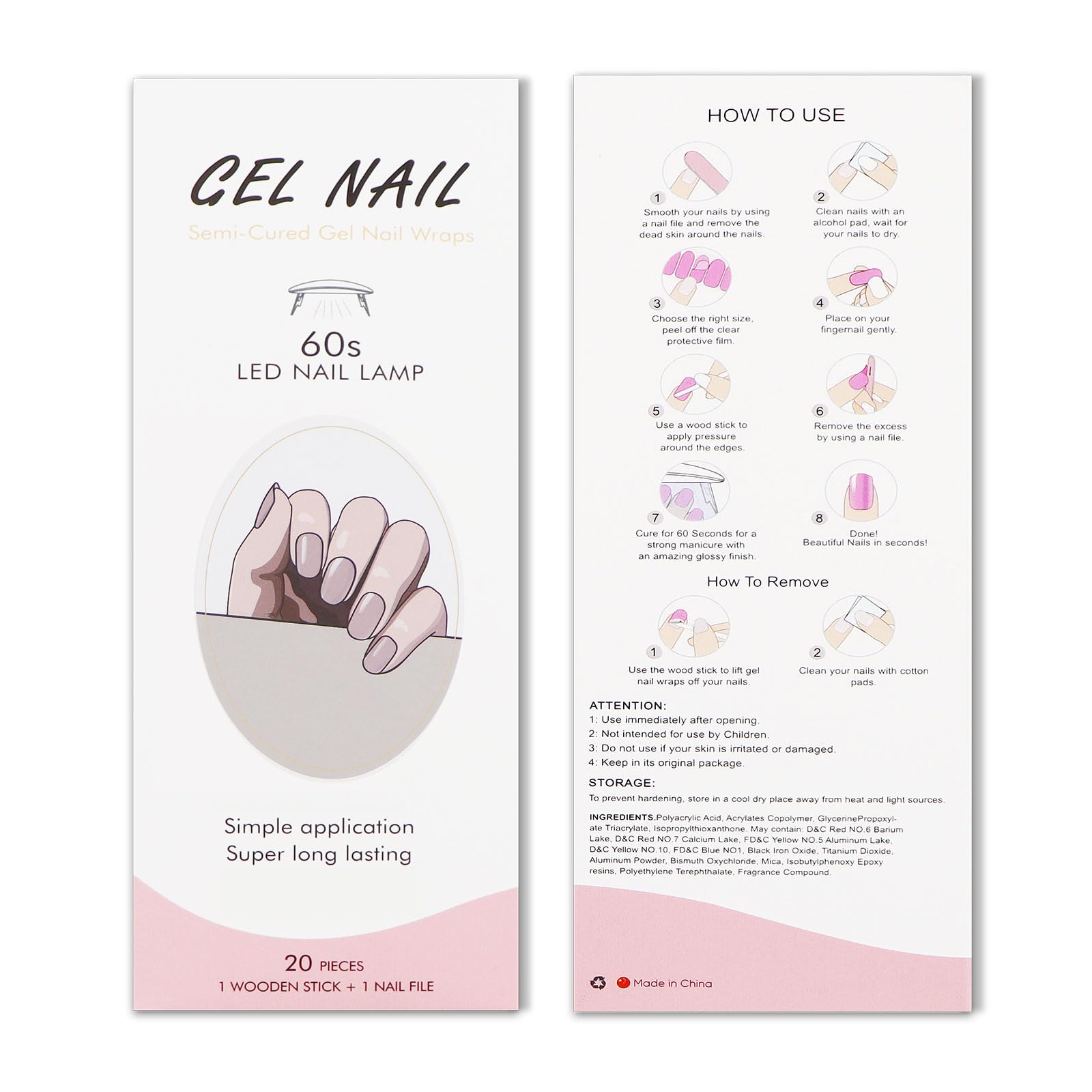 Side profile of nails with Jmeowio gel stickers