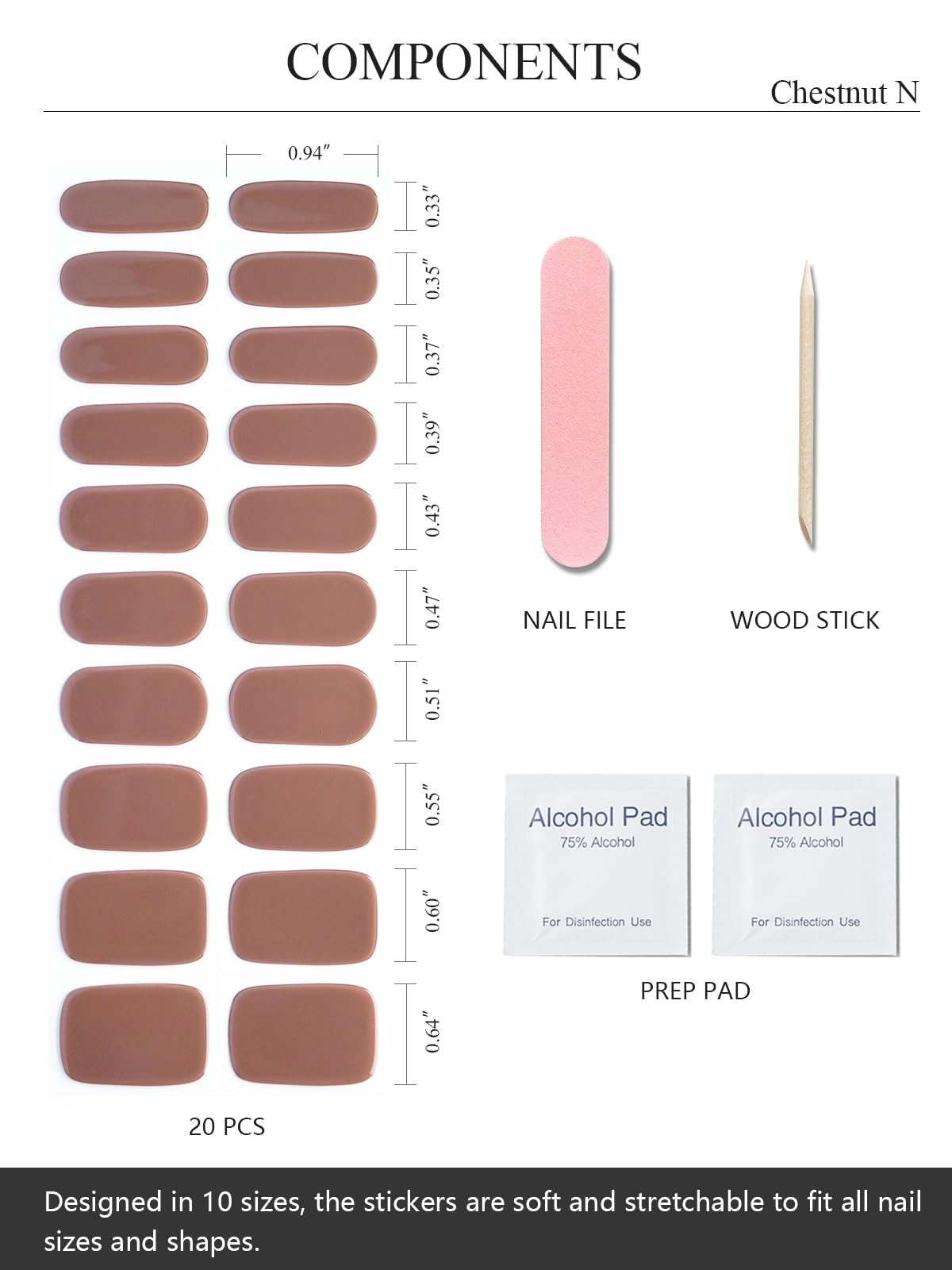 AutyaMee gel nail strips set with file and wooden stick