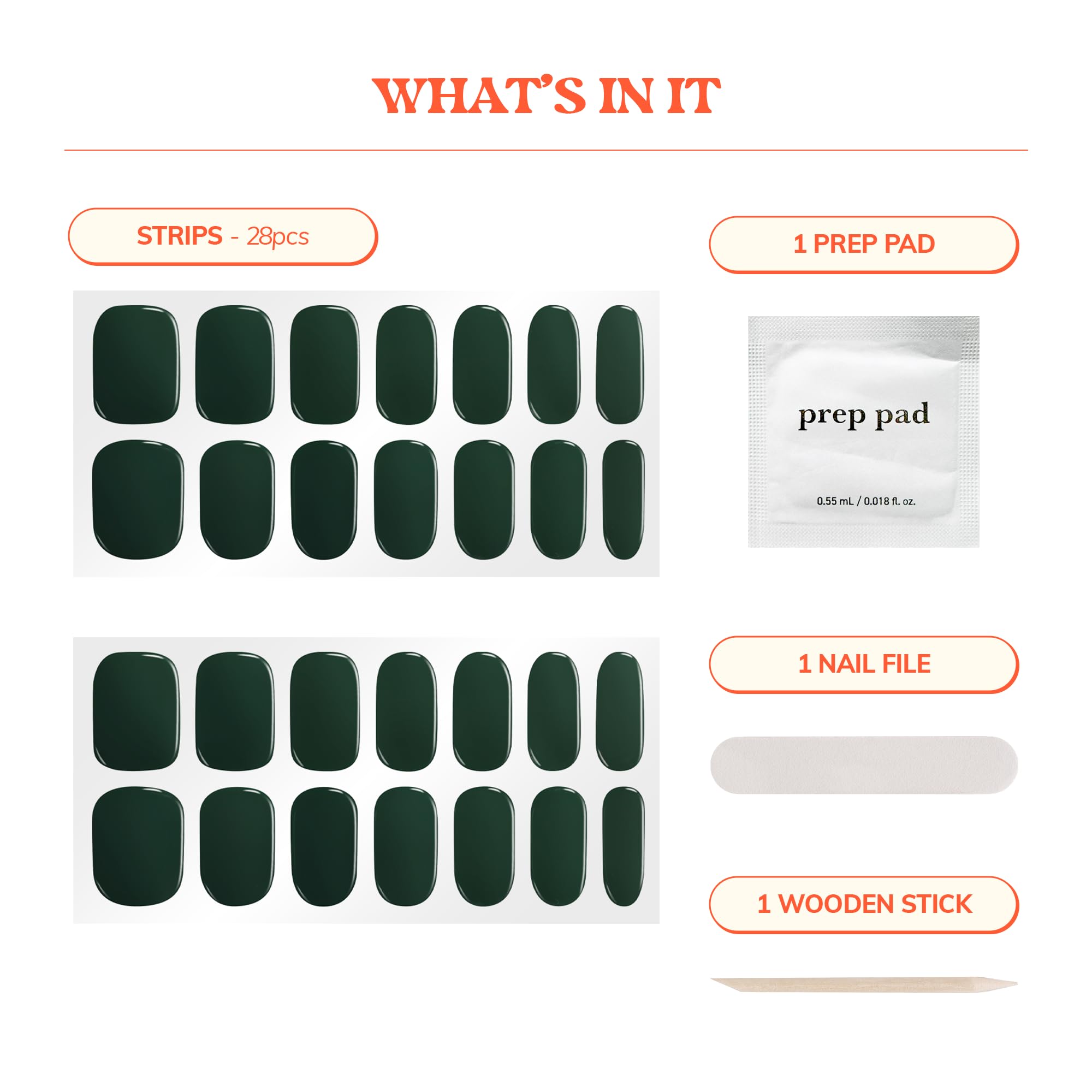 Close up of Heyhae Evergreen Babe solid green nail strips