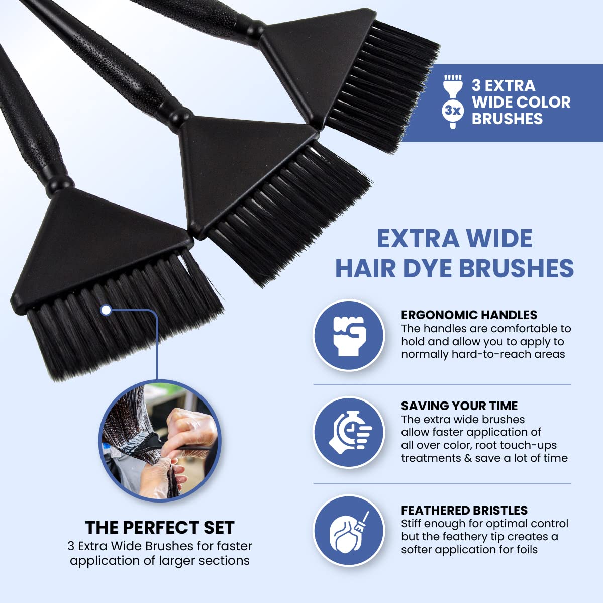 Salon Supply Co dye brush showing pointed tail for hair sectioning