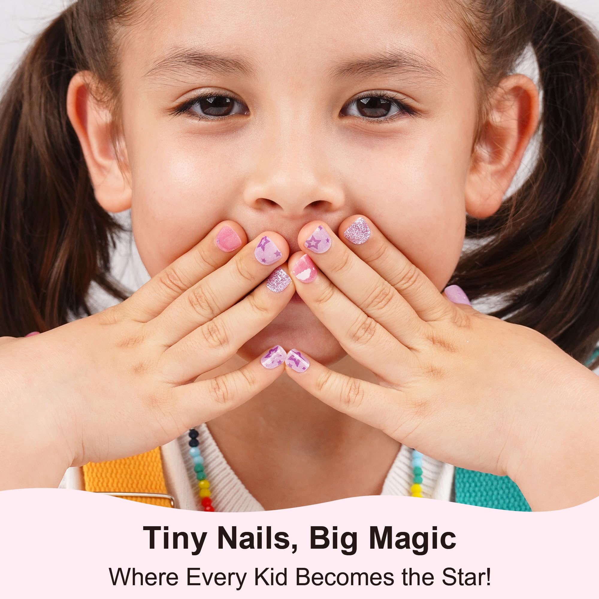 Danni & Toni Purple Dream nail strips with cloud and star design