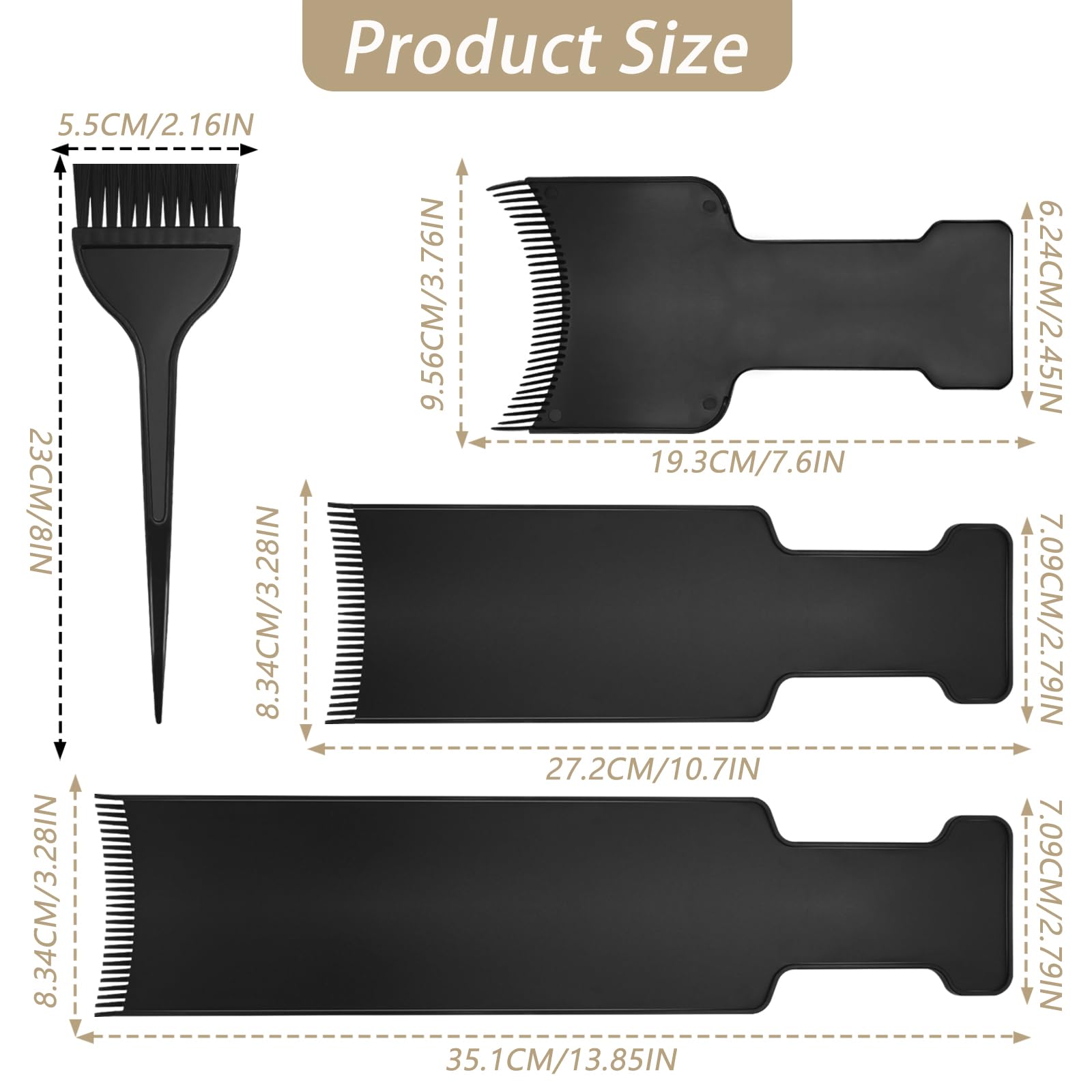 Three different sizes of OXDFK hair highlighting boards with integrated teeth