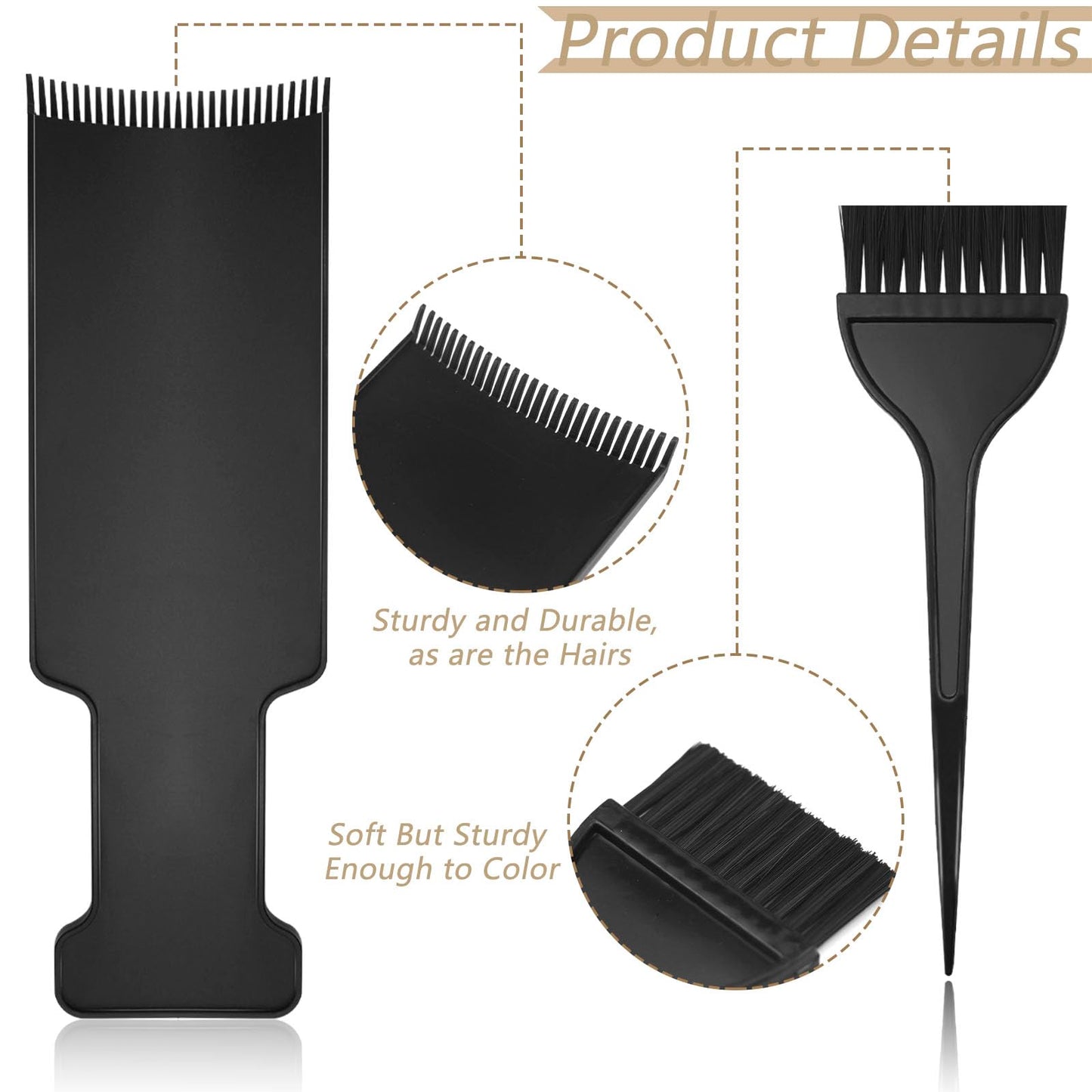 Close up of the professional hair dye brush with feathered bristles