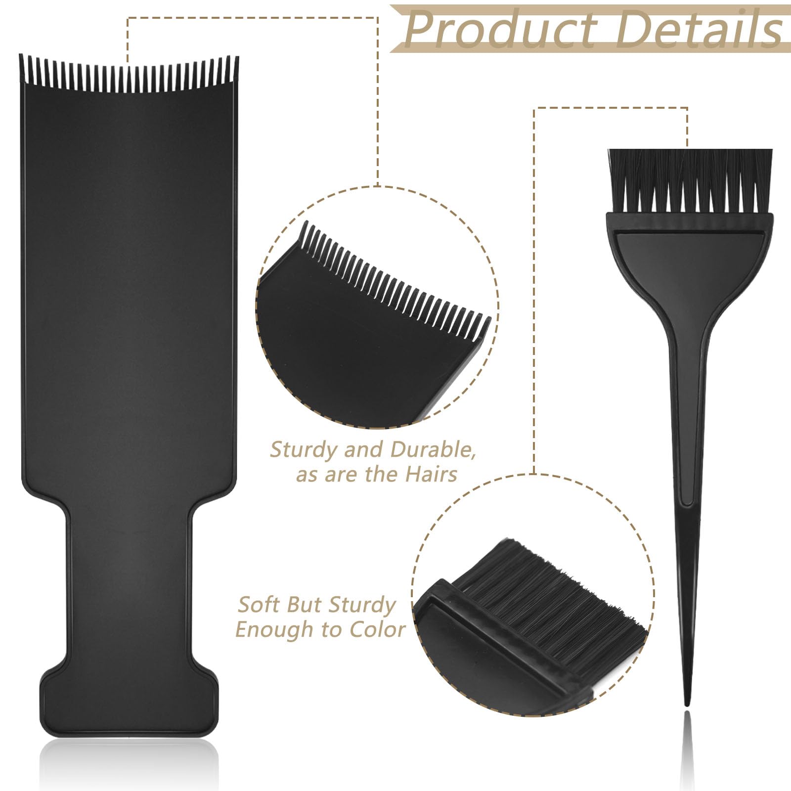Close up of the professional hair dye brush with feathered bristles