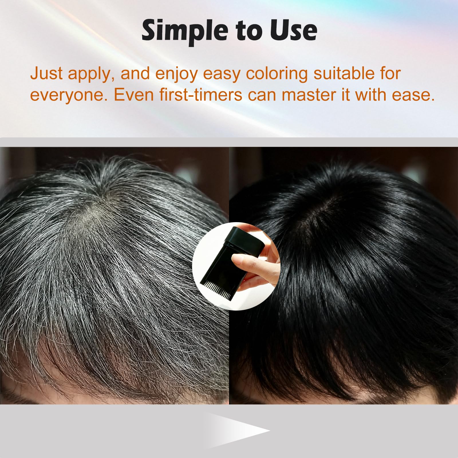 Hair dye stick for instant root touch up demonstration