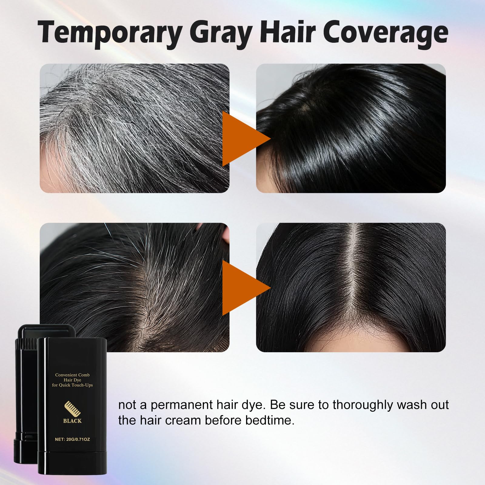 Waterproof hair dye stick application on hair roots
