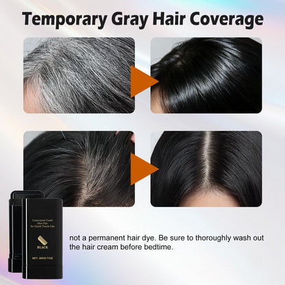 Waterproof hair dye stick application on hair roots