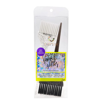 Professional hairstylist using Colortrak Galaxy brushes for highlighting