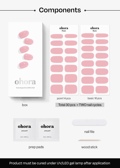 Professional finish of Ohora N Cream Pink gel nail strips