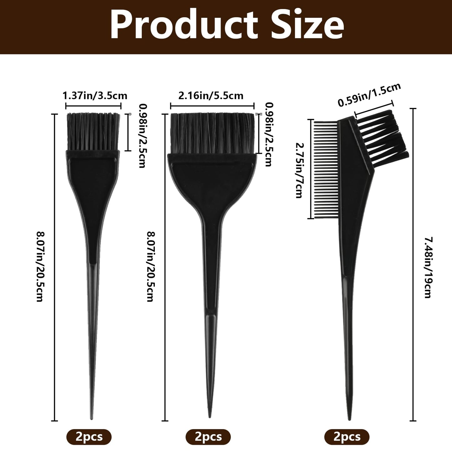 Professional salon hair coloring brush set with ergonomic handles