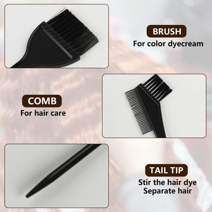 Close up of durable nylon bristles on hair tinting brushes