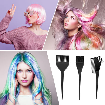 Black hair tint brush set for precise sectioning