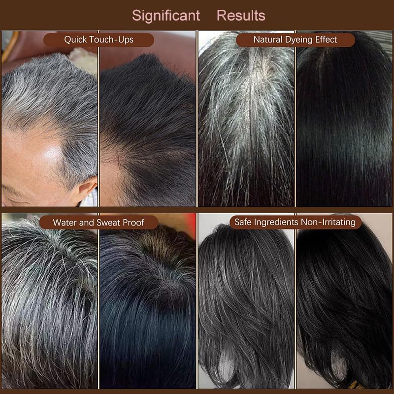Person using portable hair dye comb for root touch up
