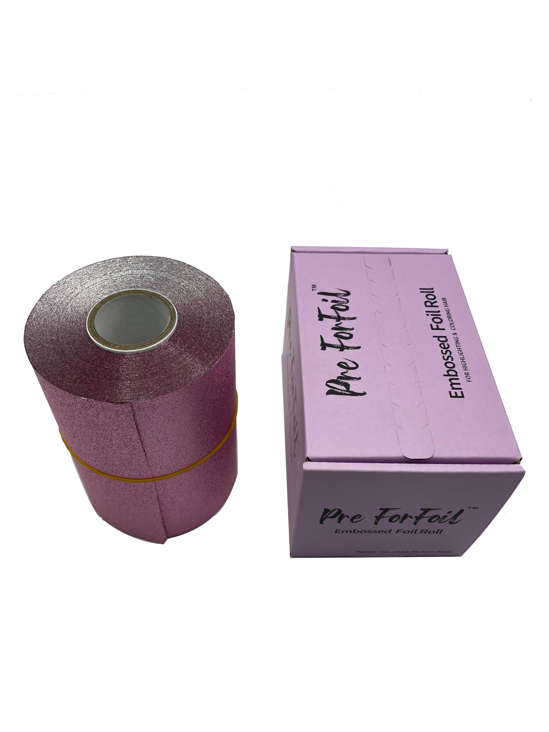 Pre ForFoil pink hair foil roll showing packaging and dispenser