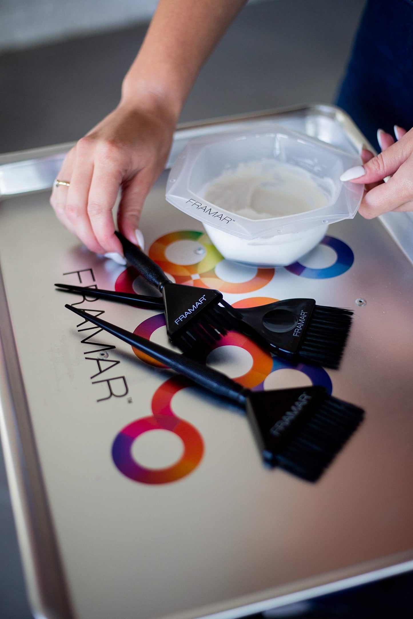 Professional salon grade tint brushes with ergonomic handles