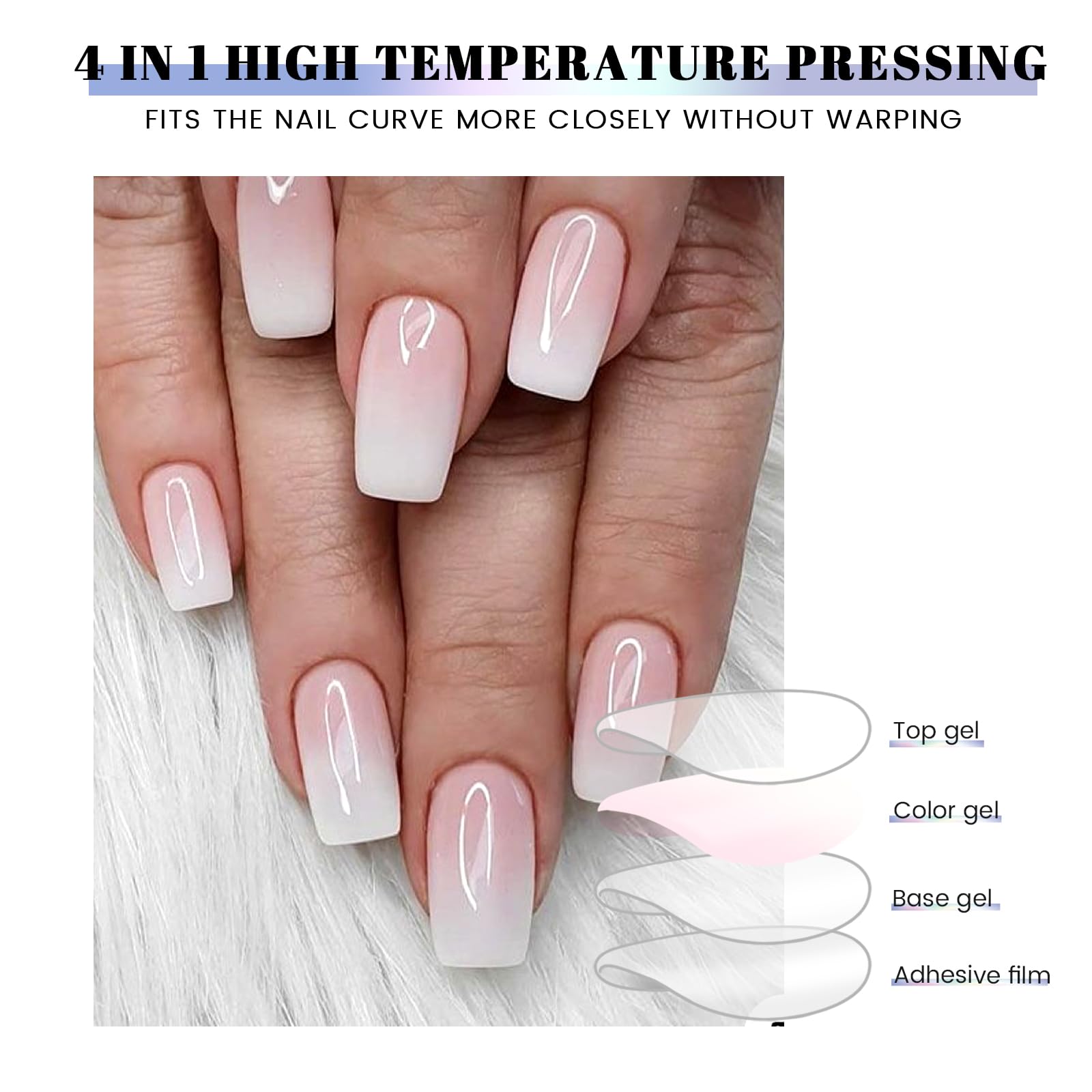 Close up of Oauee gel nail strips showing gradient detail