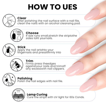 Application process of Oauee gel nail strips with wooden tool