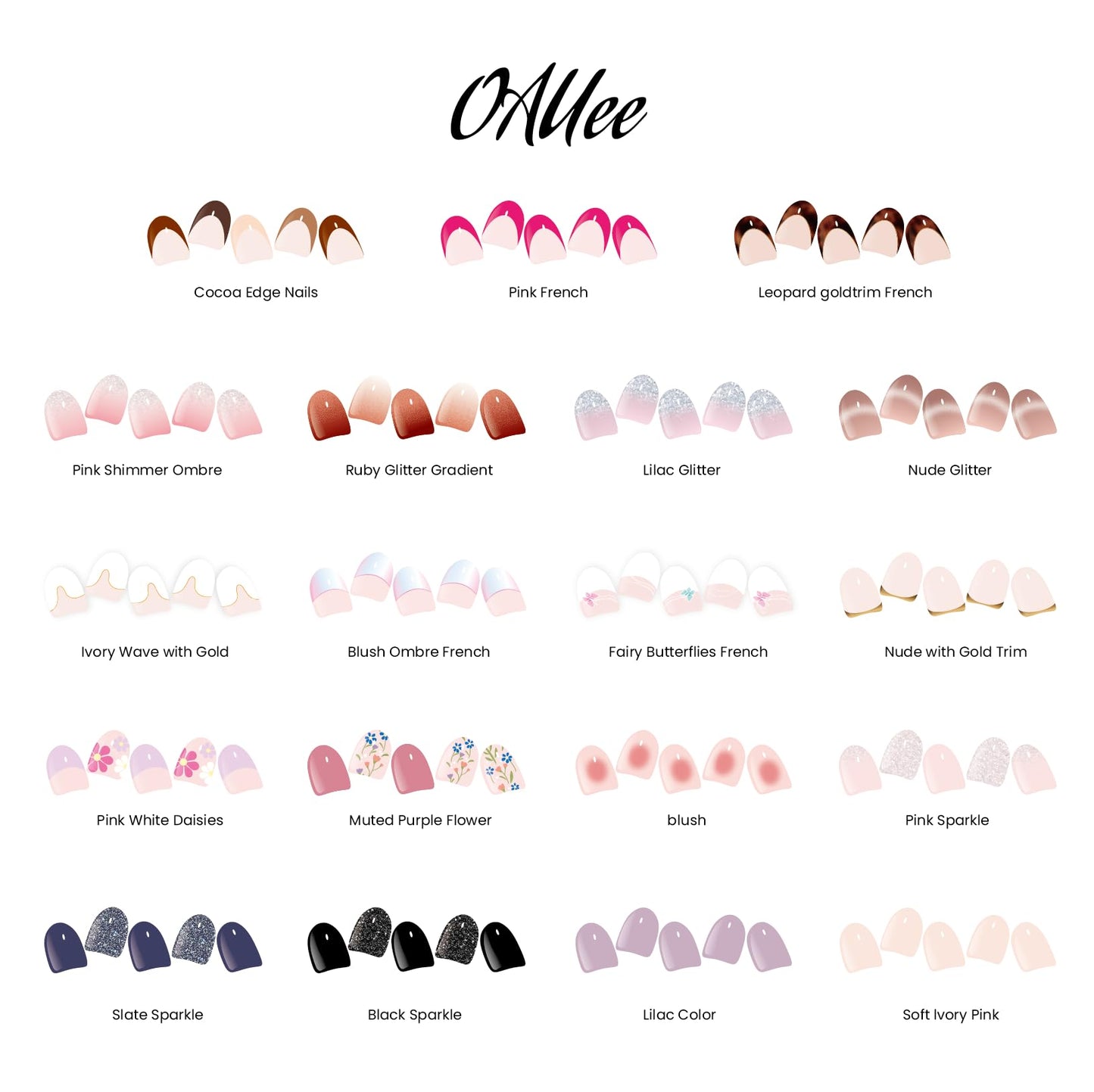 Full contents of the Oauee gel nail strip manicure kit