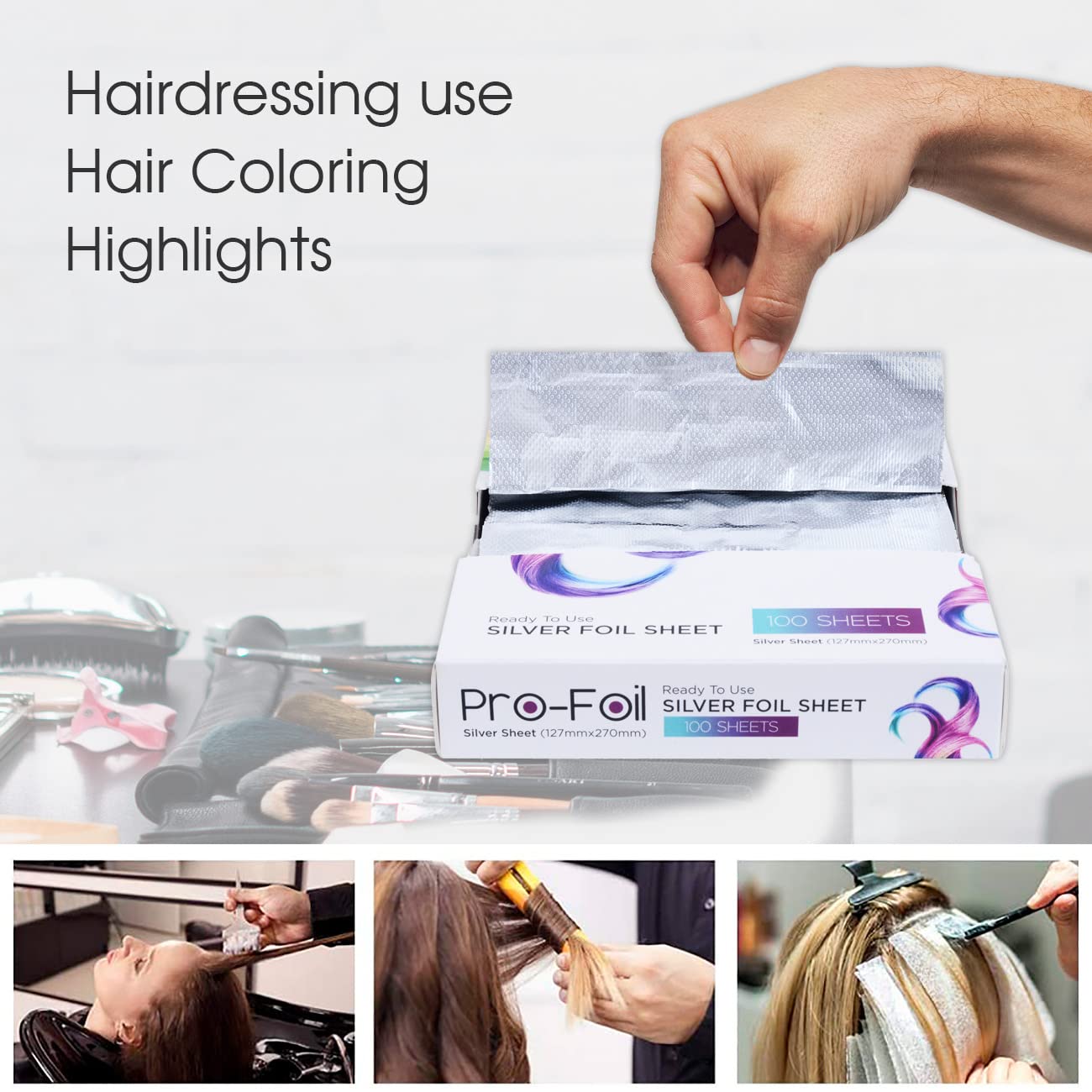 Hairdresser using Just Home pop up foils on client