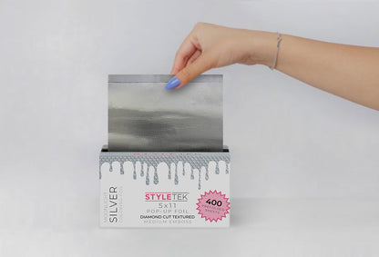 Textured diamond pattern detail on Styletek aluminum hair foil