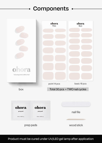 Application process of Ohora semi cured gel strips under LED lamp