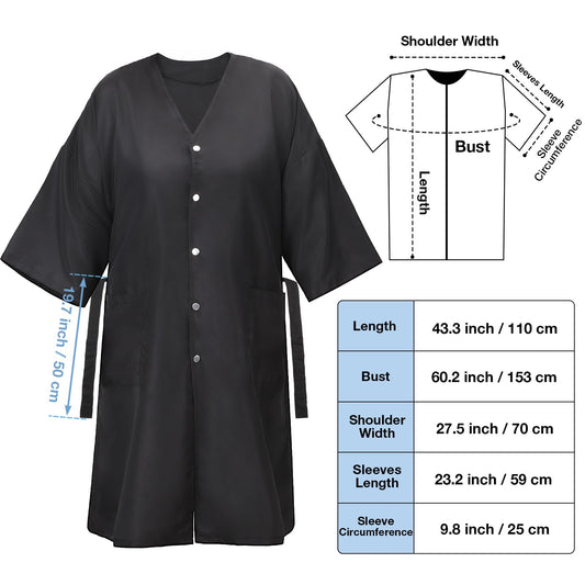 Plus size hair salon client smock with adjustable tie
