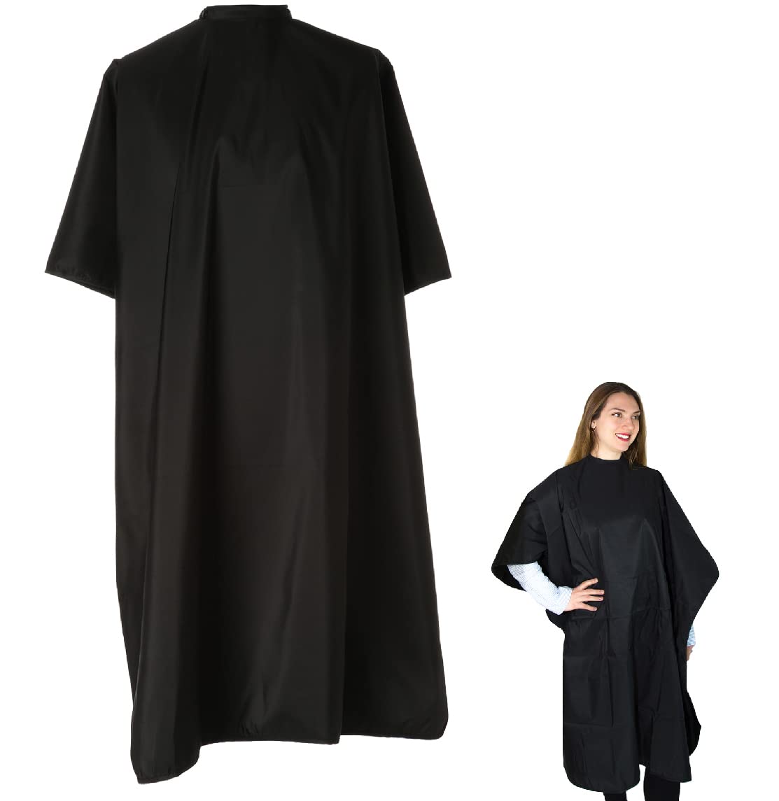 Professional hairdresser wearing waterproof polyester salon cape