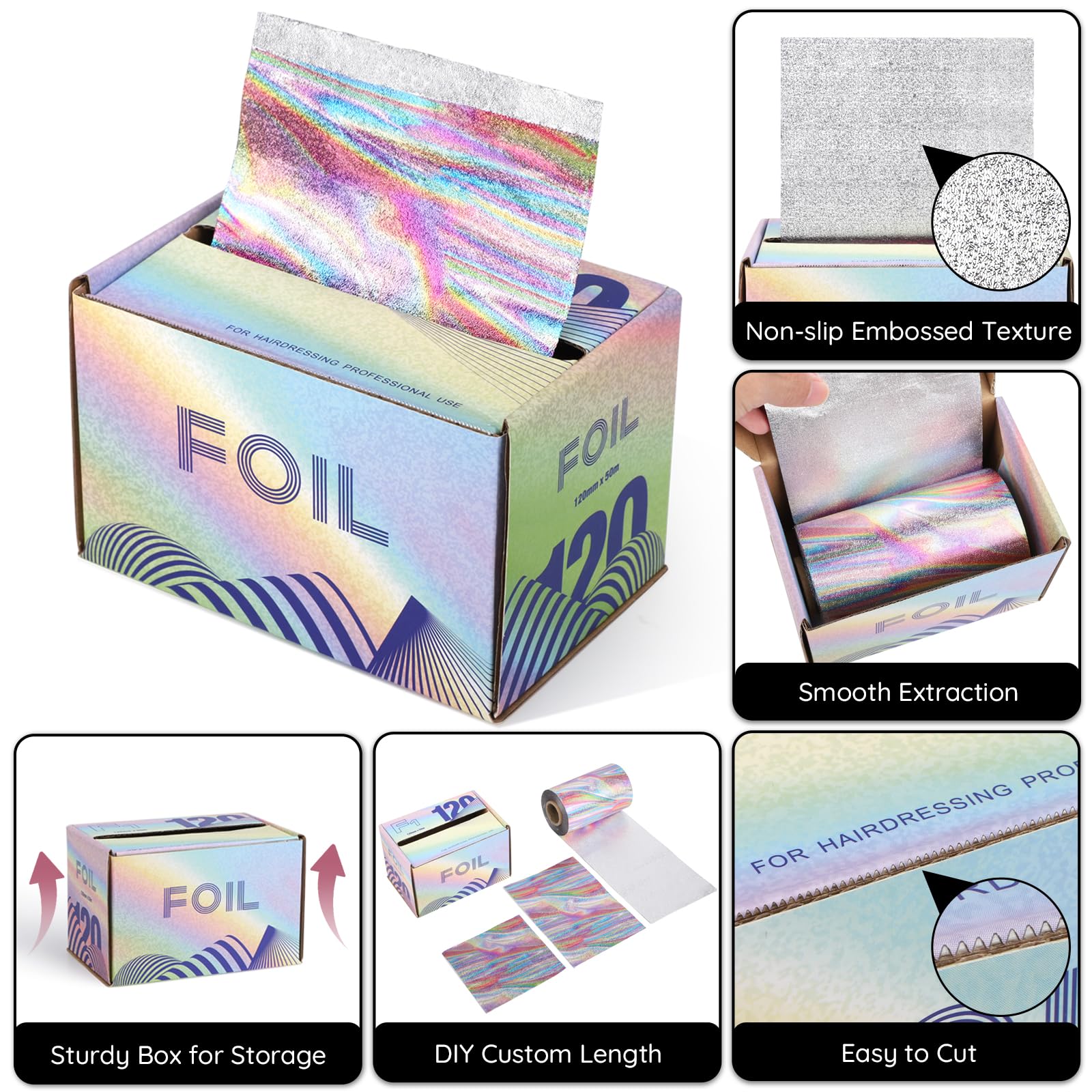 Segbeauty colorful embossed hair foil roll packaging